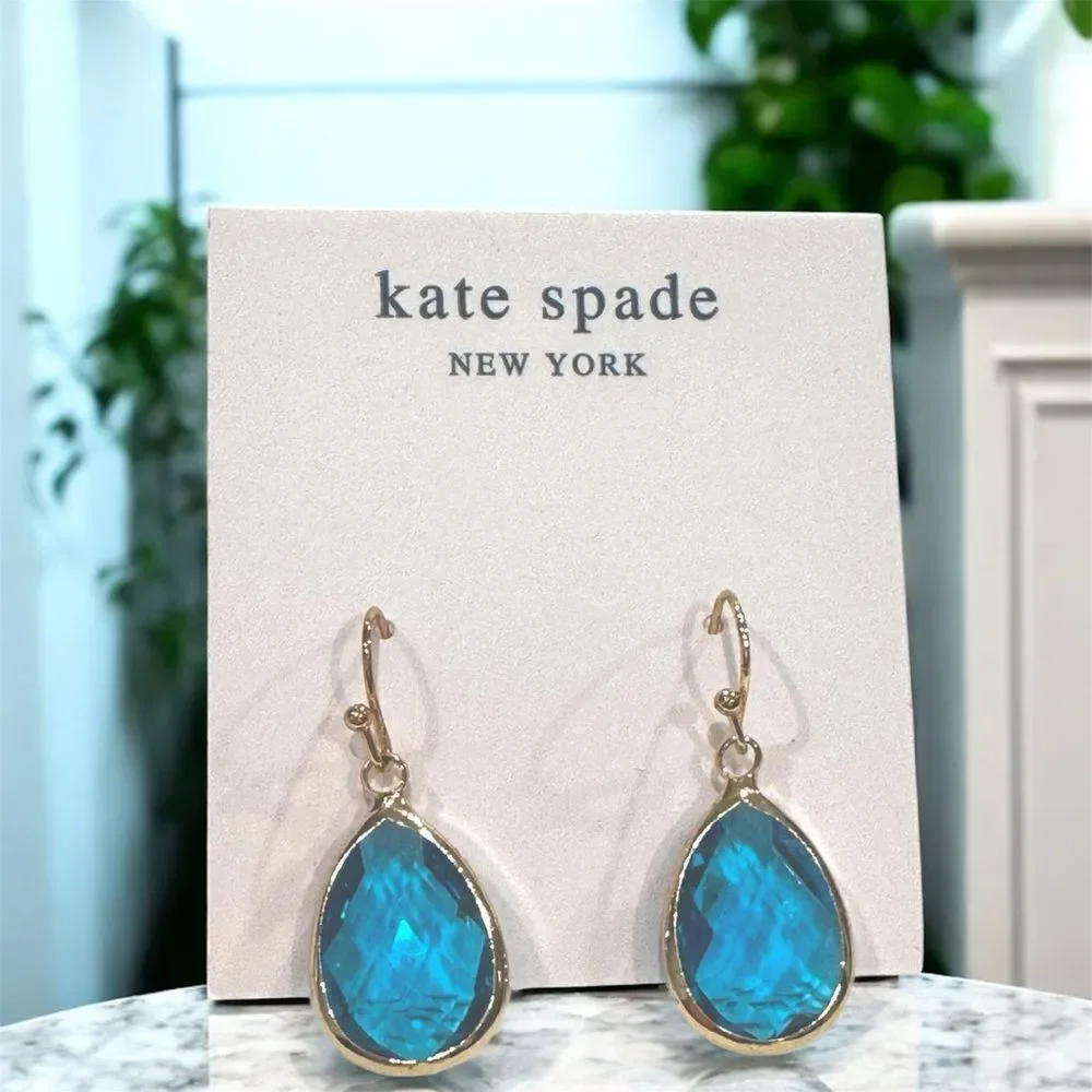 Kate Spade Turquoise Drop Earrings with Gold Trim